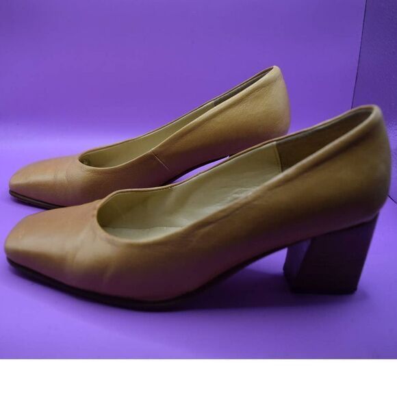 Vander Tan Leather Chunky Heel - 35.5 / 5.5 - Picture 2 of 5
